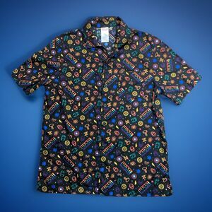 Disney Marvel Avengers Rainbow Pride Camp Button Woven Pocket Shirt Sz M LGBTQIA